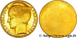 Concours de 100 francs or, essai uniface d’avers de Bazor en bronze-aluminium plaqué or 1929 Paris VG.5216 var.
