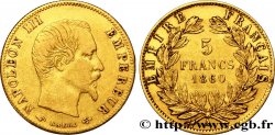 5 francs or Napoléon III, tête nue, grand module 1860 Paris F.501/10 XF45 