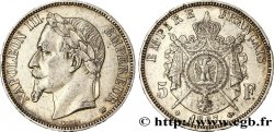 5 francs Napoléon III, tête laurée 1867 Strasbourg F.331/11