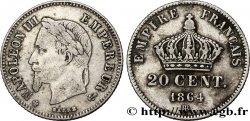 20 centimes Napoléon III, tête laurée, petit module 1864 Strasbourg F.149/2