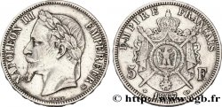 5 francs Napoléon III, tête laurée 1867 Strasbourg F.331/11