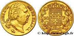 20 francs or Louis XVIII, tête nue 1818 Paris F.519/10 SS45 