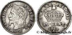 20 centimes Napoléon III, tête laurée, grand module 1868 Paris F.150/4