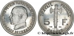 Essai de 5 francs Pétain en aluminium, 3e projet de Bazor (type adopté) 1941 Paris GEM.142 62