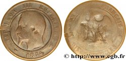 Satirique ou boîte de forçat sur Dix centimes Napoléon III, tête nue 1854 Paris F.133/11 var.