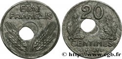 20 centimes État français, trou décentré 1942 Paris F.153/4 var.