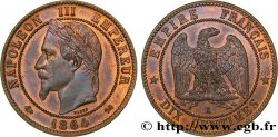 Dix centimes Napoléon III, tête laurée 1864 Bordeaux F.134/15 SUP58 