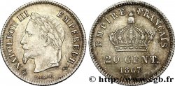 20 centimes Napoléon III, tête laurée, grand module 1867 Strasbourg F.150/2