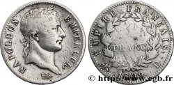 1 franc Napoléon Ier tête laurée, Empire français 1809 Lyon F.205/3 TB15 