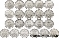 Lot de 21 pièces de 1 franc Semeuse, nickel - - F.226/- TB/FDC 