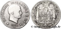 5 lire Napoléon Empereur et Roi d’Italie, 1er type, tranche en relief 1808 Milan M.218 