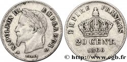 20 centimes Napoléon III, tête laurée, petit module 1866 Paris F.149/4