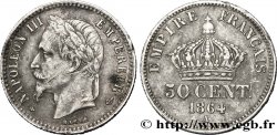 50 centimes Napoléon III, tête laurée 1864 Paris F.188/2 TTB48 