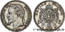 5 francs Napoléon III, tête laurée 1869 Strasbourg F.331/15