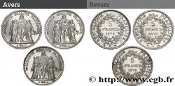 Lot de trois pièces de 5 francs Hercule : 1873 1875 1876 - Paris F.334/9