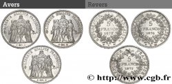 Lot de trois pièces de 5 francs Hercule : 1873 1874 1875 -  F.334/9
