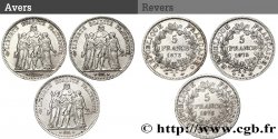 Lot de trois pièces de 5 francs Hercule : 1873 1875 1876 - Paris F.334/9