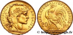 20 francs or Coq, Liberté Égalité Fraternité 1910 Paris F.535/4 AU58 