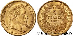 5 francs or Napoléon III, tête laurée 1862 Paris F.502/1 MS60 