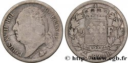 1/2 franc Louis XVIII 1824 Rouen F.179/44