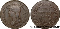 Cinq centimes Dupré, grand module, sur flan d’un décime 1797 Metz F.115/12 var. TTB45 