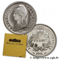 Belle Épreuve 1 franc République 1992 Paris F.1001 3
