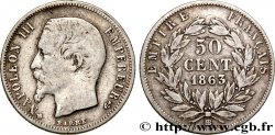 50 centimes Napoléon III, tête nue 1863 Strasbourg F.187/17 TB25 