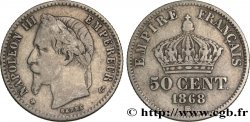 50 centimes Napoléon III, tête laurée 1868 Strasbourg F.188/21 TB30 