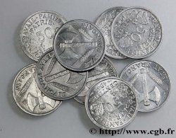 Lot de 9 pièces de 50 centimes francisque en aluminium - - F.195/-