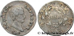 Quart (de franc) Napoléon Empereur, Calendrier révolutionnaire 1805 Nantes F.158/16 TB35 