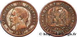 Deux centimes Napoléon III, tête nue 1853 Rouen F.107/2