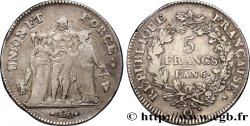 5 francs Union et Force, Union serré, seulement gland extérieur 1798 Perpignan F.288/79