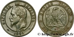 Dix centimes Napoléon III, tête laurée 1865 Strasbourg F.134/17