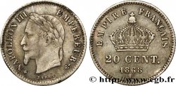 20 centimes Napoléon III, tête laurée, grand module 1868 Strasbourg F.150/5
