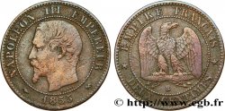 Deux centimes Napoléon III, tête nue, différent levrette 1855 Rouen F.107/21