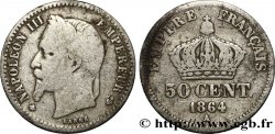 50 centimes Napoléon III, tête laurée 1864 Paris F.188/2