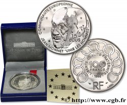 Belle Épreuve 15 écus / 100 francs Jean Monnet 1992 Paris F5.2002 1