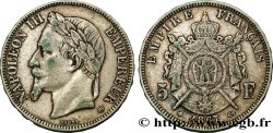 5 francs Napoléon III, tête laurée 1867 Strasbourg F.331/11