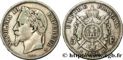 5 francs Napoléon III, tête laurée 1870 Strasbourg F.331/17