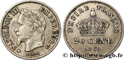 20 centimes Napoléon III, tête laurée, grand module 1868 Paris F.150/4