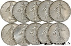 Lot de 10 pièces de 5 francs Semeuse, argent n.d. Paris F.340/8