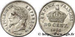 20 centimes Napoléon III, tête laurée, petit module 1866 Strasbourg F.149/5