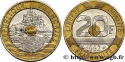 20 francs Mont Saint-Michel, 5 cannelures, V fermé 1992 Pessac F.403/2