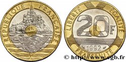 20 francs Mont Saint-Michel, 5 cannelures, V fermé 1992 Pessac F.403/2