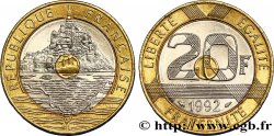 20 francs Mont Saint-Michel, 5 cannelures, V fermé 1992 Pessac F.403/2