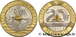20 francs Mont Saint-Michel, 5 cannelures, V fermé 1992 Pessac F.403/2