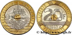 20 francs Mont Saint-Michel, 5 cannelures, V fermé 1992 Pessac F.403/2