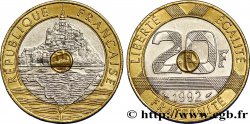 20 francs Mont Saint-Michel, 5 cannelures, V fermé 1992 Pessac F.403/2