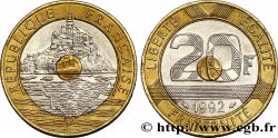 20 francs Mont Saint-Michel, 5 cannelures, V fermé 1992 Pessac F.403/2