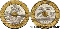 20 francs Mont Saint-Michel, 5 cannelures, V fermé 1992 Pessac F.403/2
